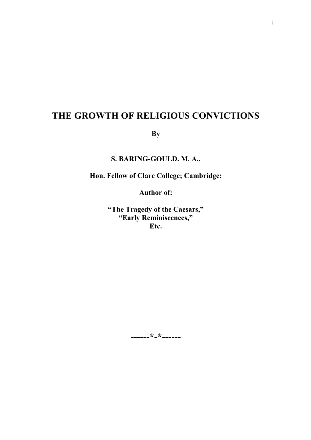 The Growth of Religious Convictions