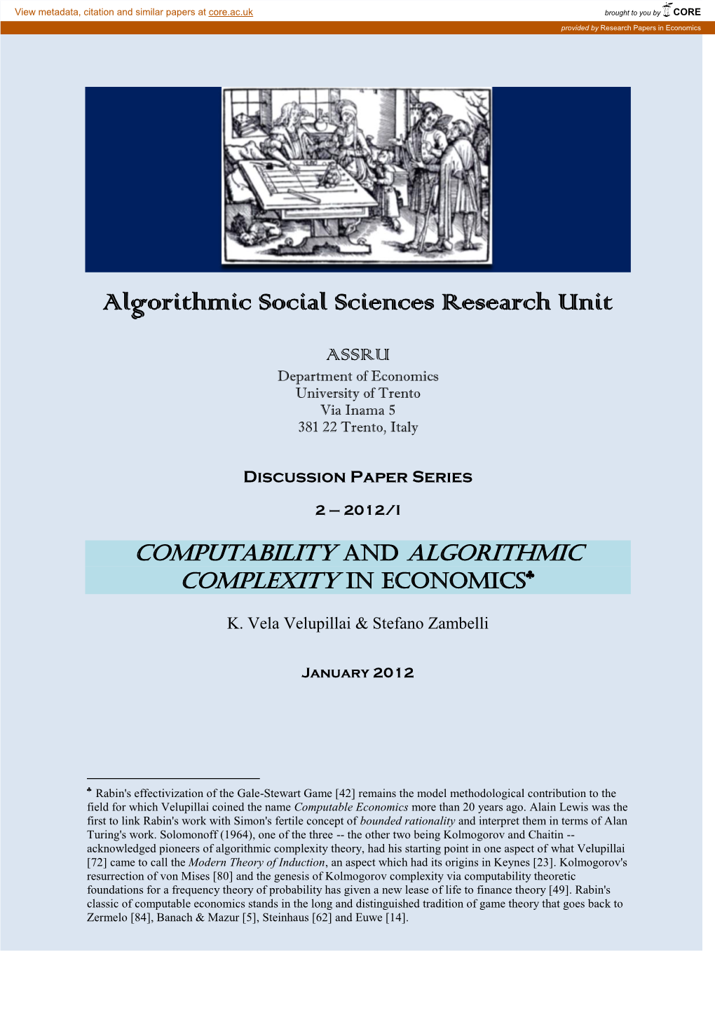 Algorithmic Social Sciences Research Unit