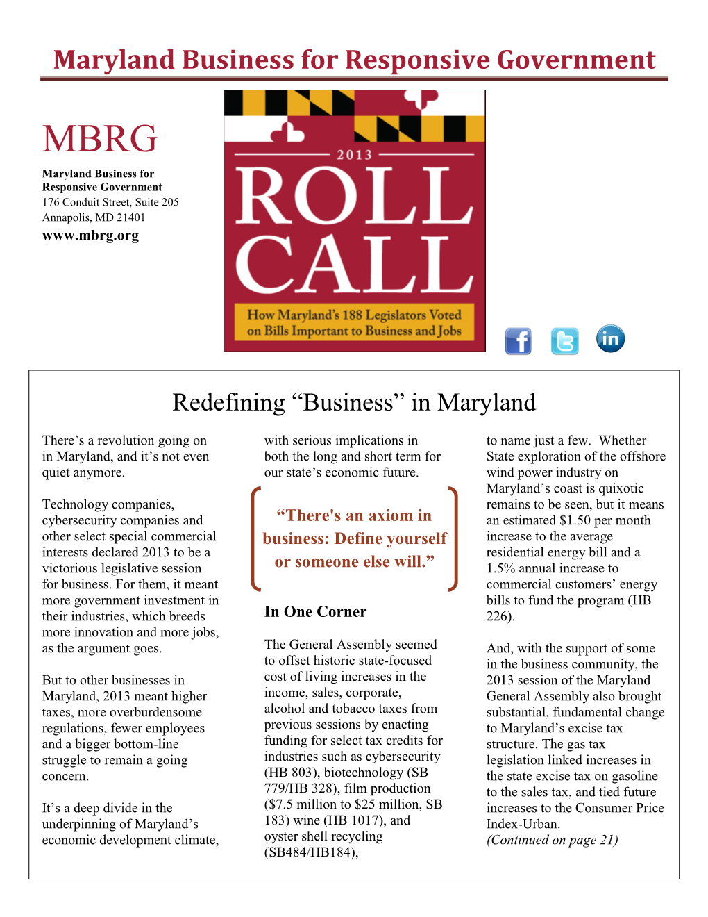 Maryland Business for Responsive Government
