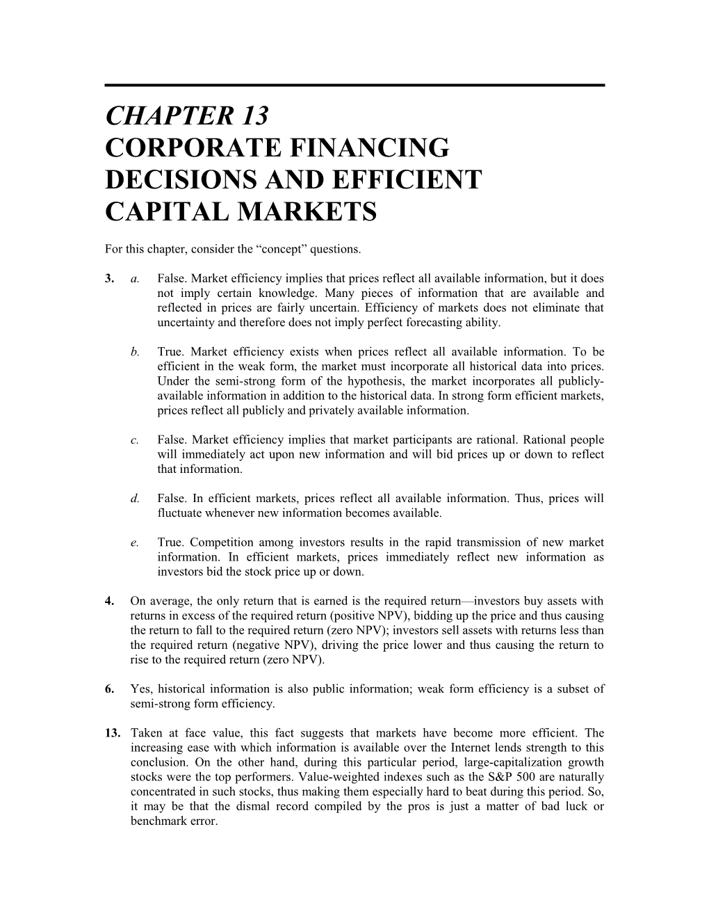 Corporate Financing Decisions and Efficient Capital Markets