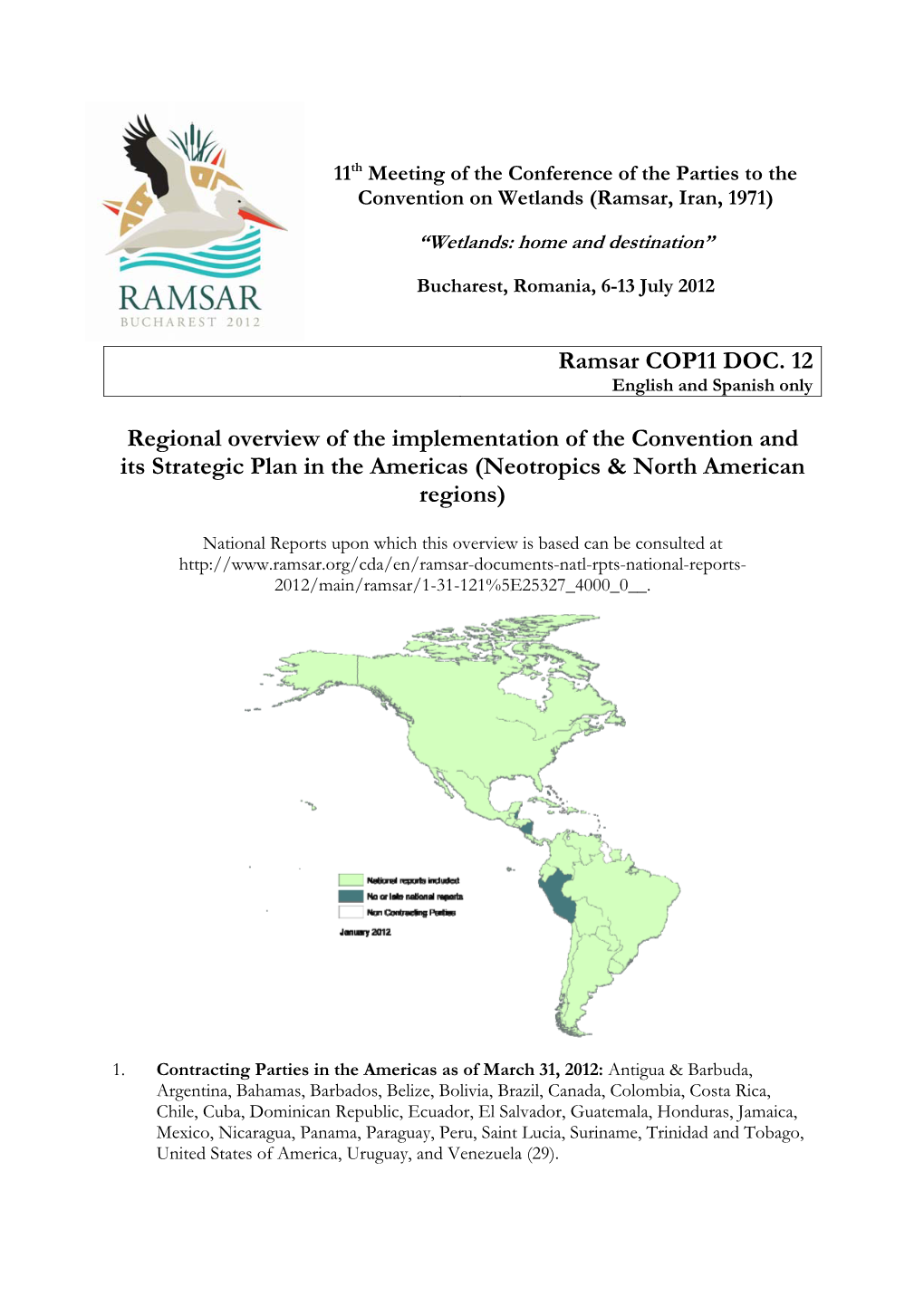 Ramsar COP11 DOC. 12 Regional Overview of the Implementation Of