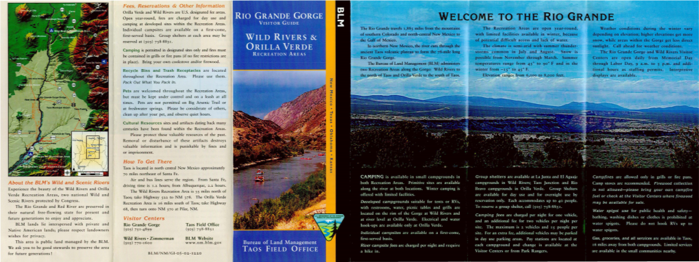 WELCOME to the RIO GRANDE Camping at Developed Sites Within the Recreation Areas