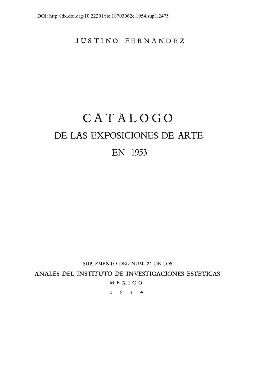 Catalogo De Las Exposiciones De Arte En 1953