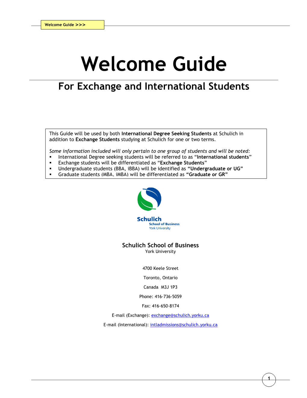 Welcome Guide >>>