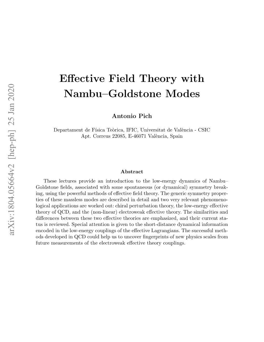 Effective Field Theory with Nambu–Goldstone Modes