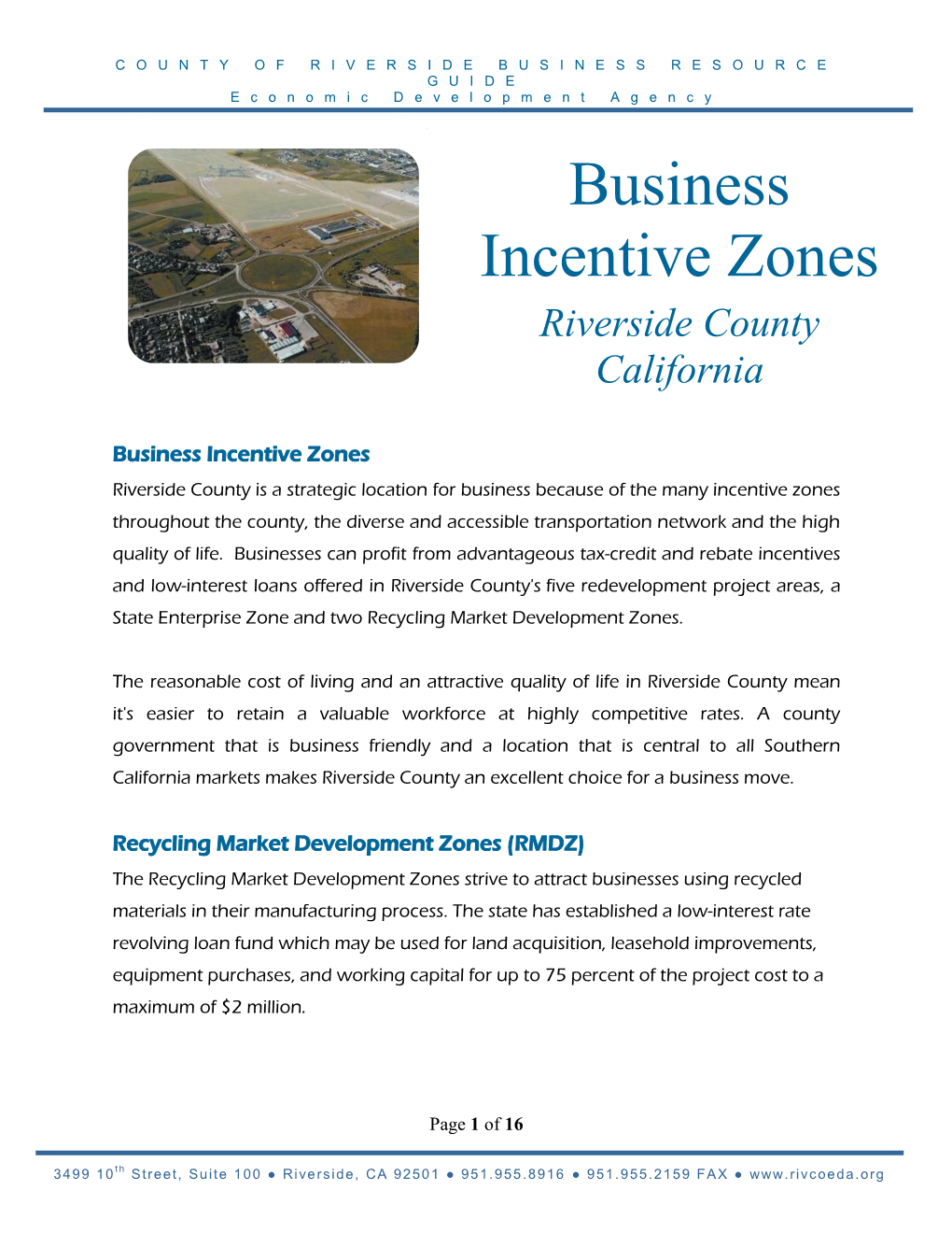 Business Incentive Zones