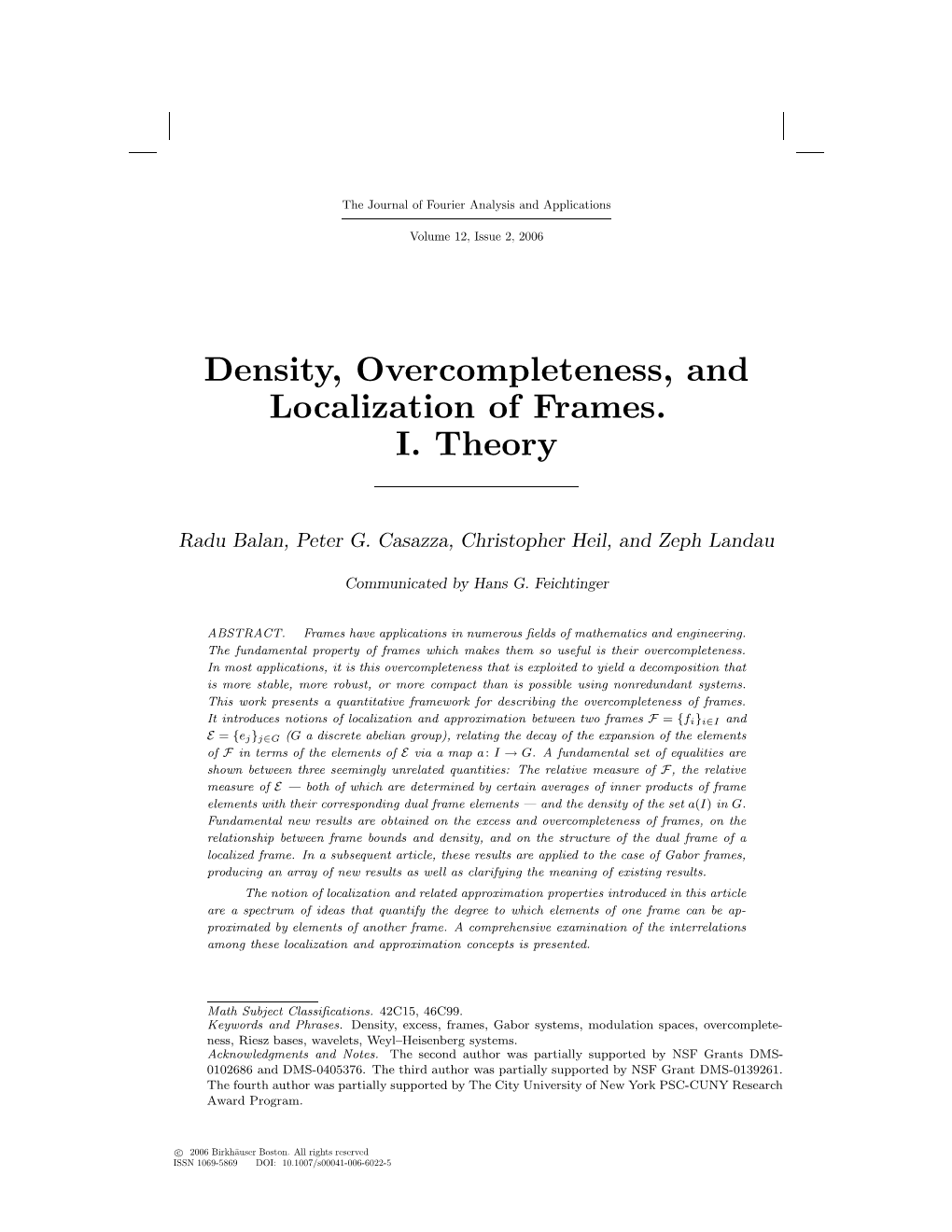 Density, Overcompleteness, and Localization of Frames