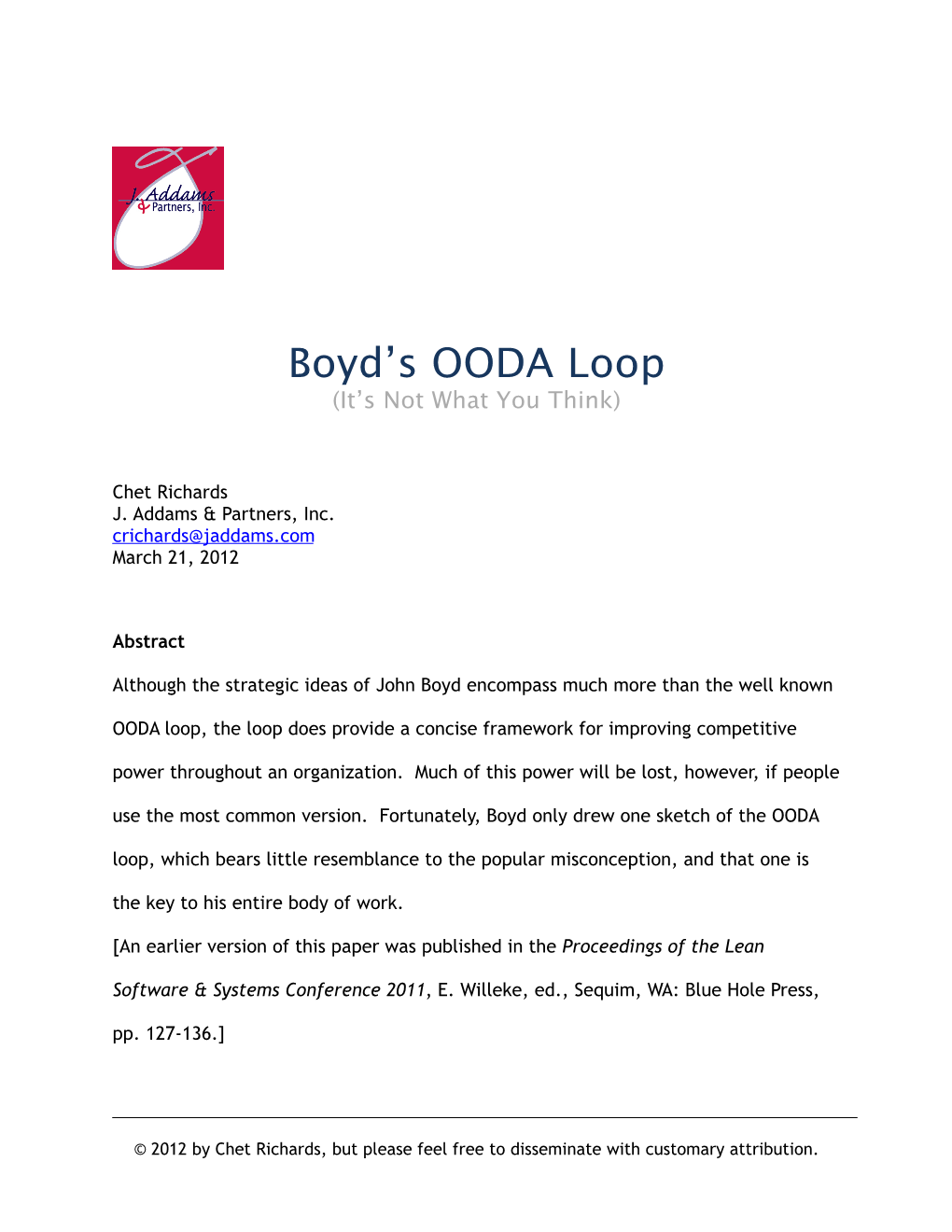 Boyd's Real OODA Loop