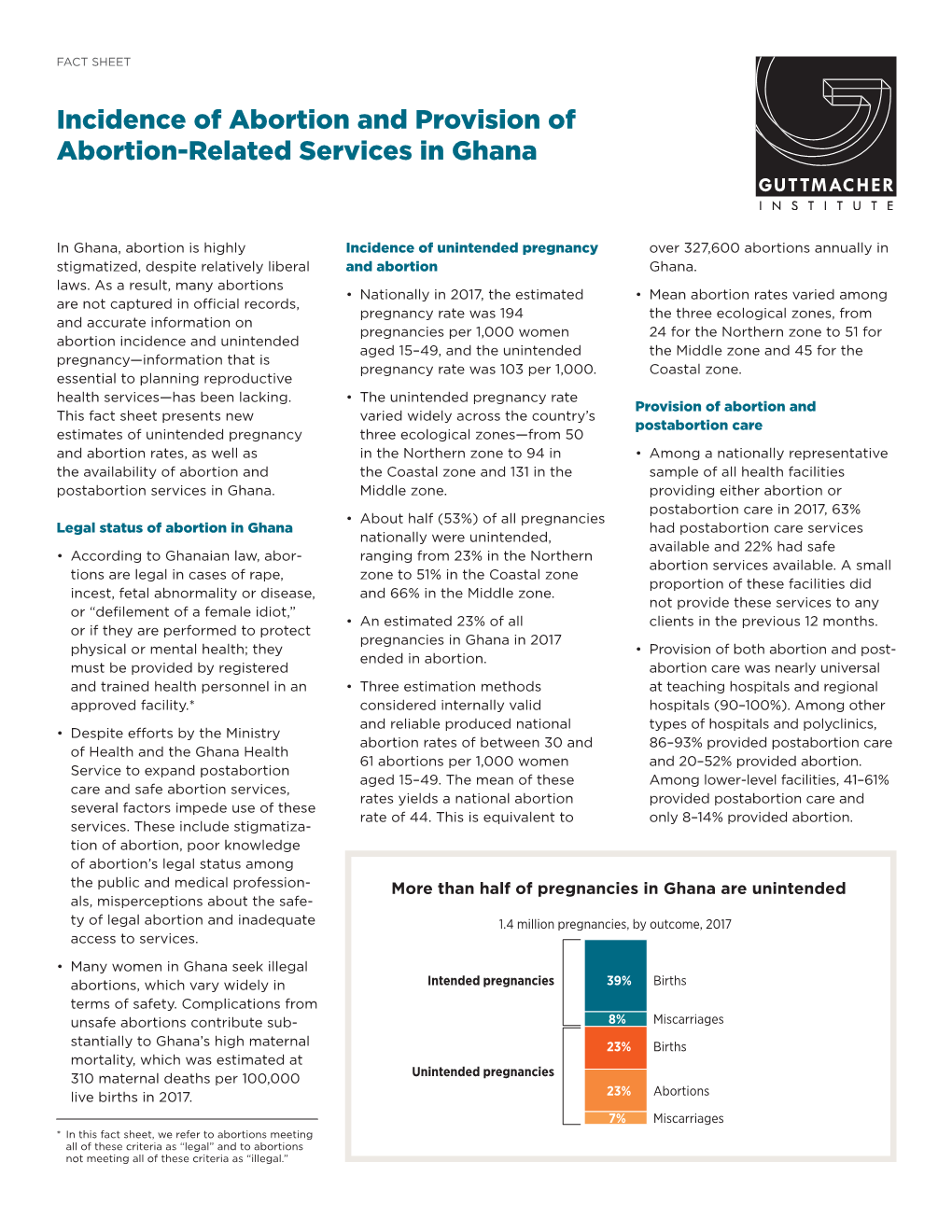 Incidence of Abortion and Provision of Abortion-Related Services in Ghana