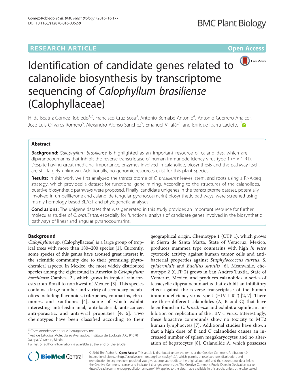 Identification of Candidate Genes Related to Calanolide Biosynthesis
