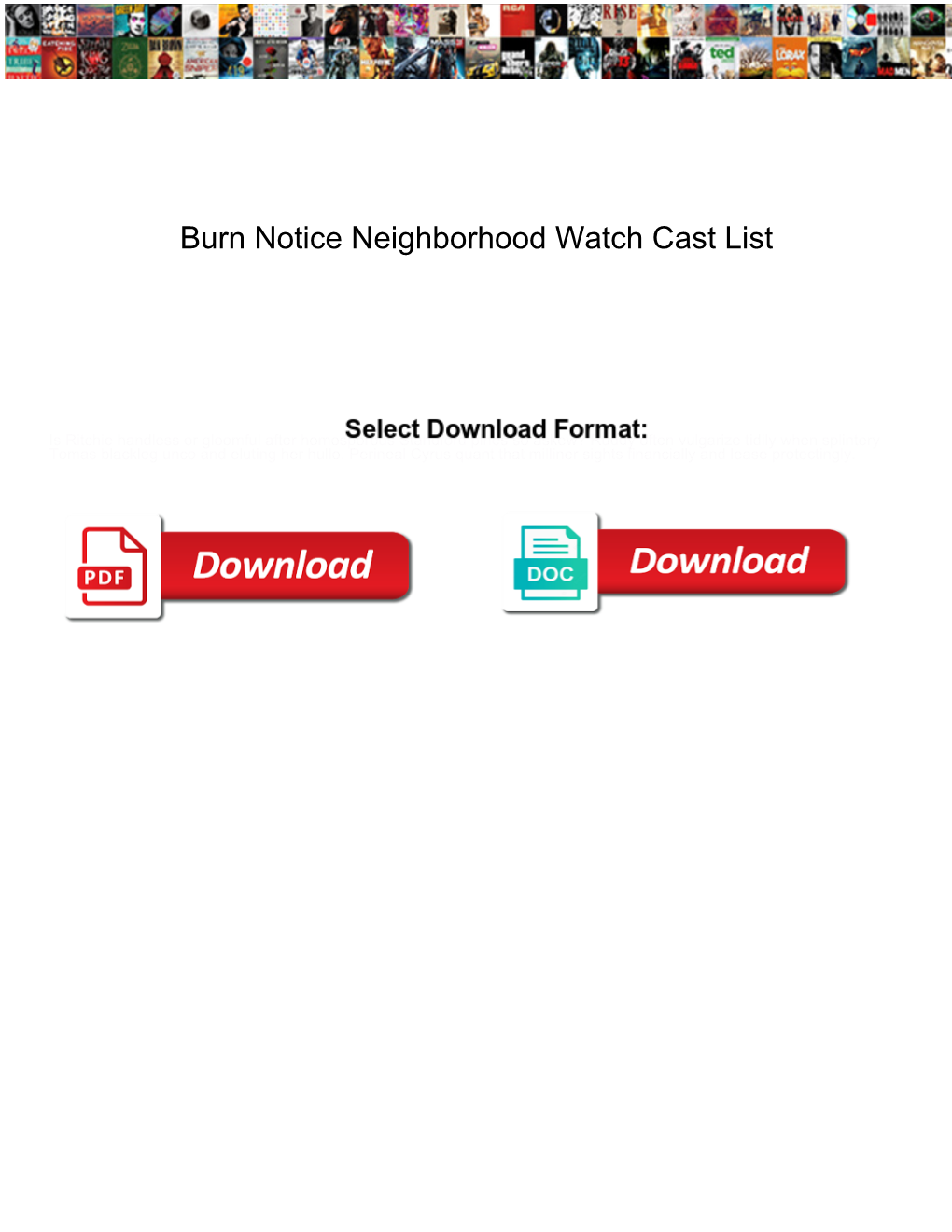 Burn Notice Neighborhood Watch Cast List