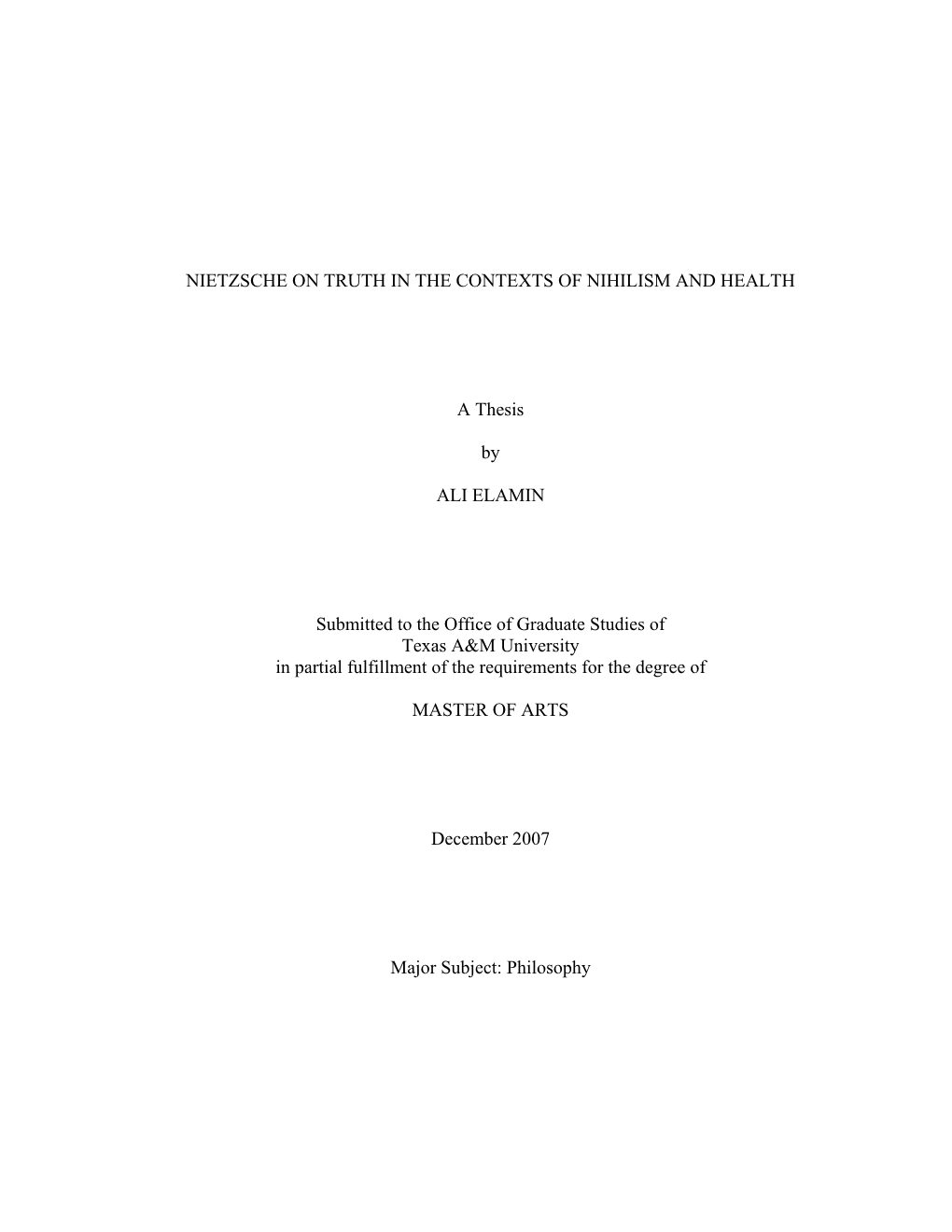 Nietzsche on Truth in the Contexts of Nihilism and Health