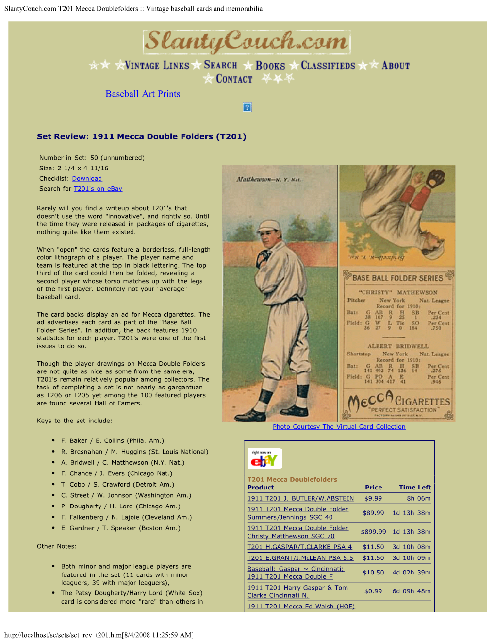 Slantycouch.Com T201 Mecca Doublefolders :: Vintage Baseball Cards and Memorabilia