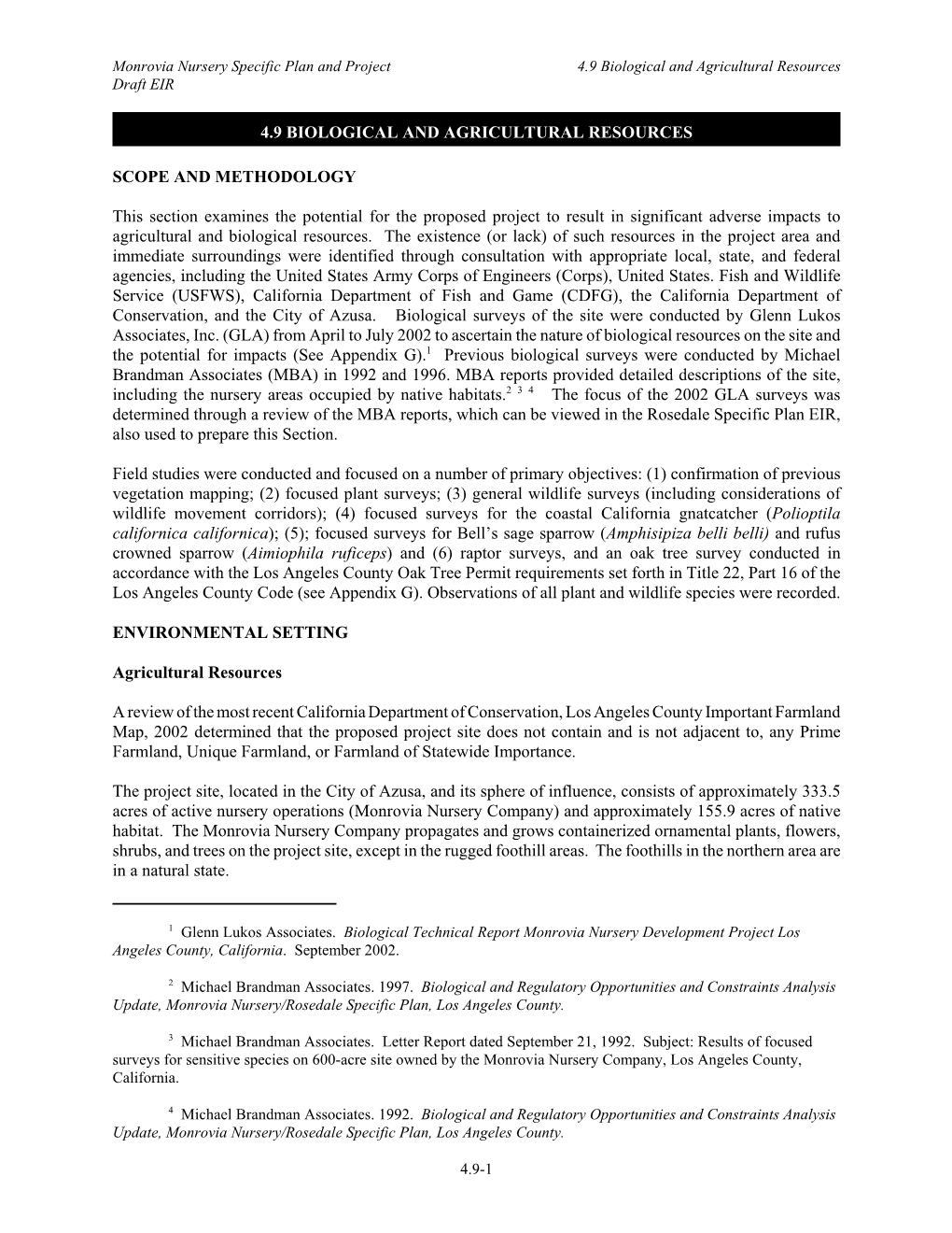 J:\Projects\Monrovia Nursery EIR 2002-43\DRAFT EIR\4.9 Biological