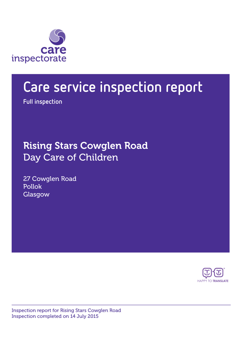 Care Service Inspection Report Full Inspection