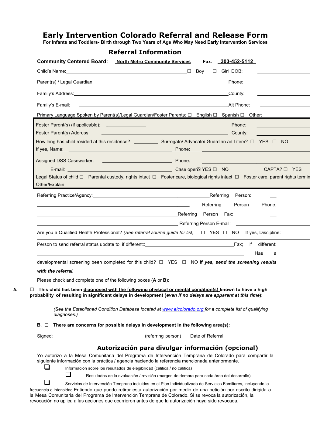 Early Childhood Connections Referral Form