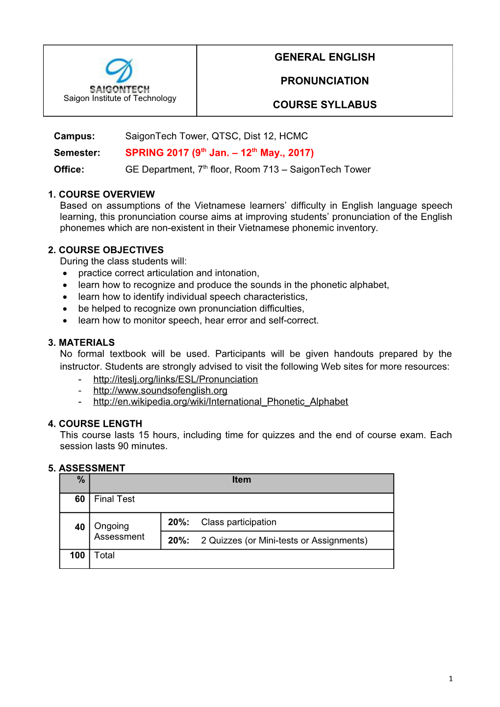 1. Course Overview