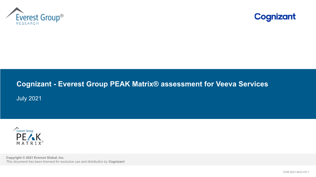 Cognizant—Everest Group PEAK Matrix® Assessment for Veeva