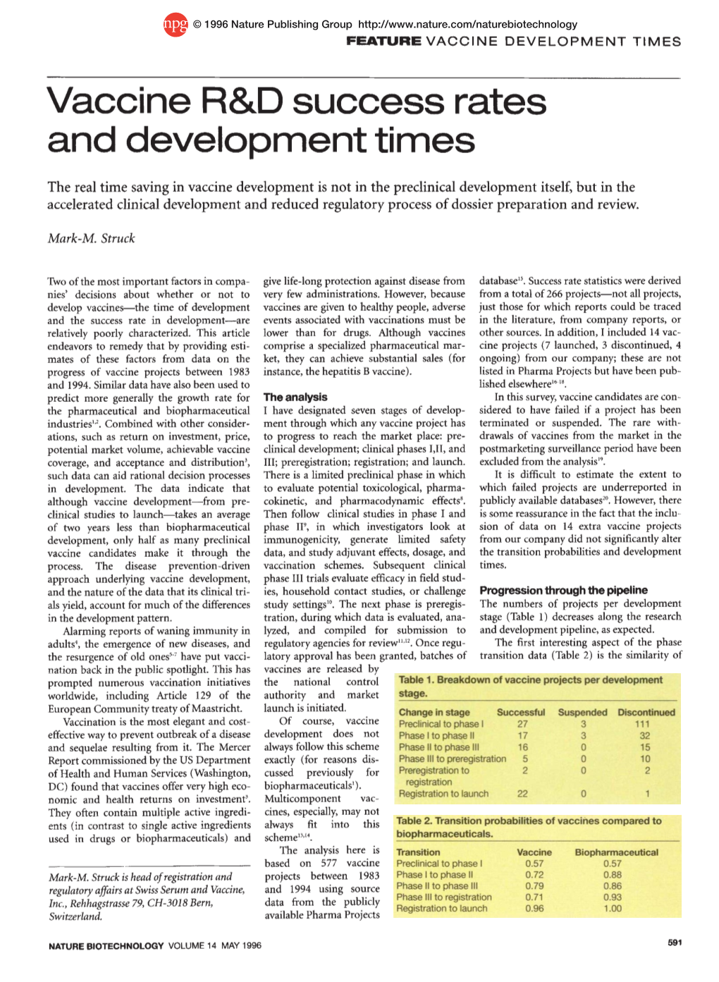 Vaccine R&D Success Rates and Development Times