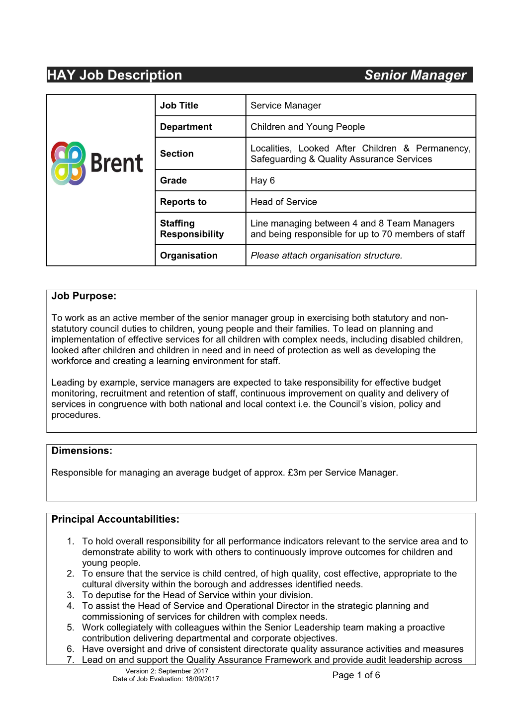 Guidance Notes for the Completion of the Job Description Questionnaire