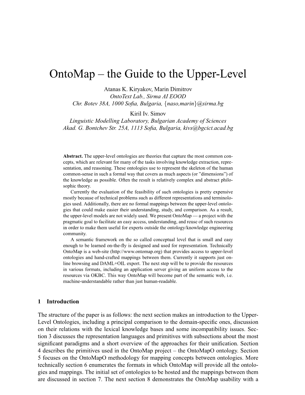 Ontomap – the Guide to the Upper-Level