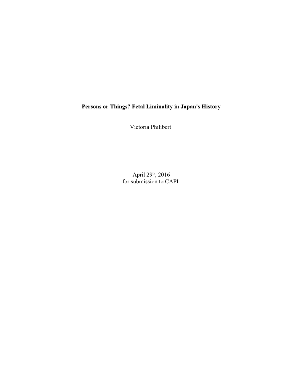 Persons Or Things? Fetal Liminality in Japan's History