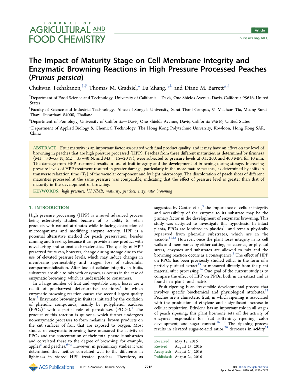 The Impact of Maturity Stage on Cell Membrane Integrity