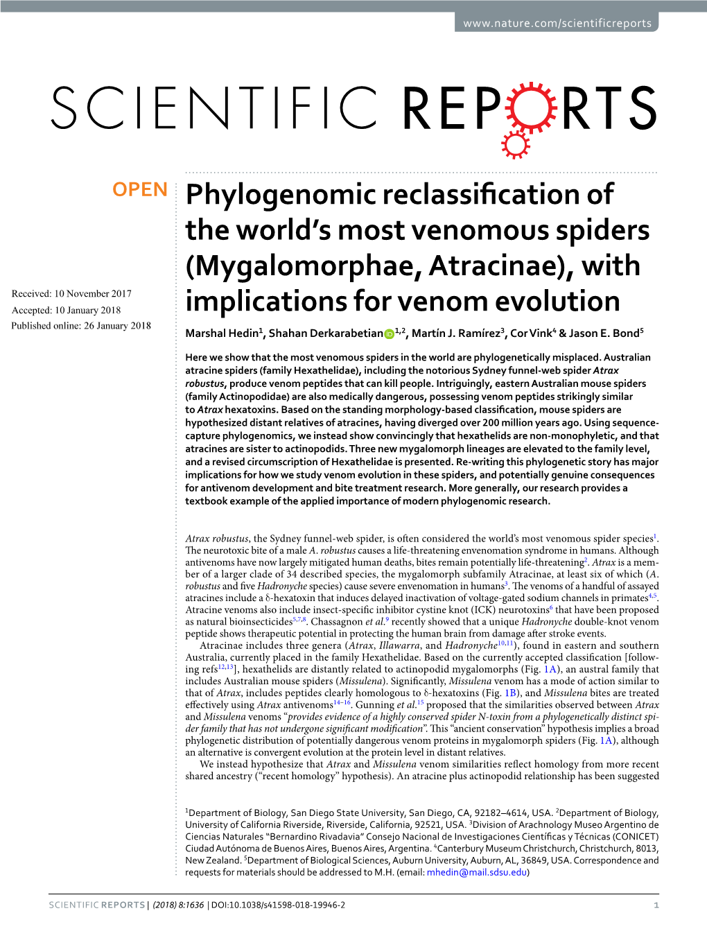 (Mygalomorphae, Atracinae), with Implications for Venom