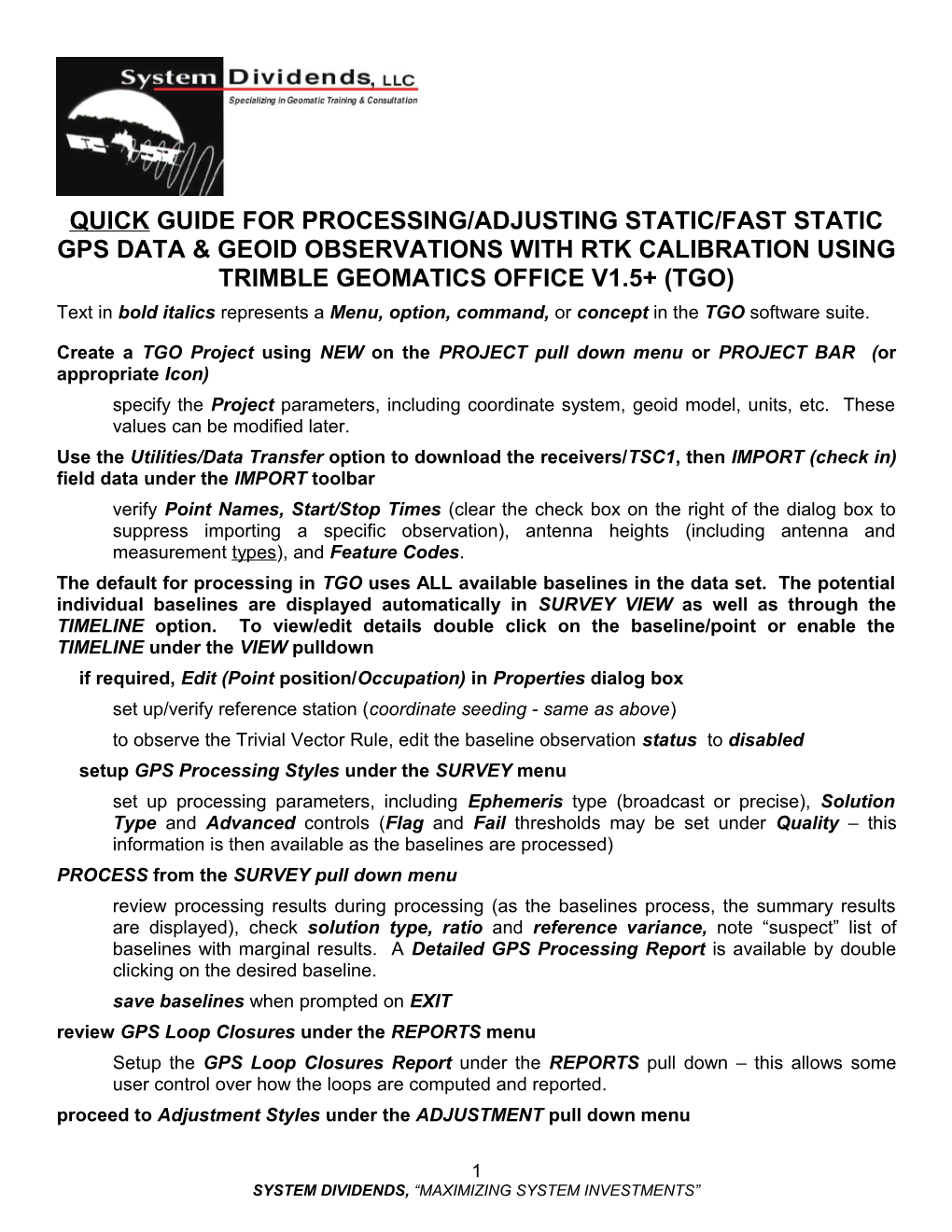 Gpsurvey Processing Outline