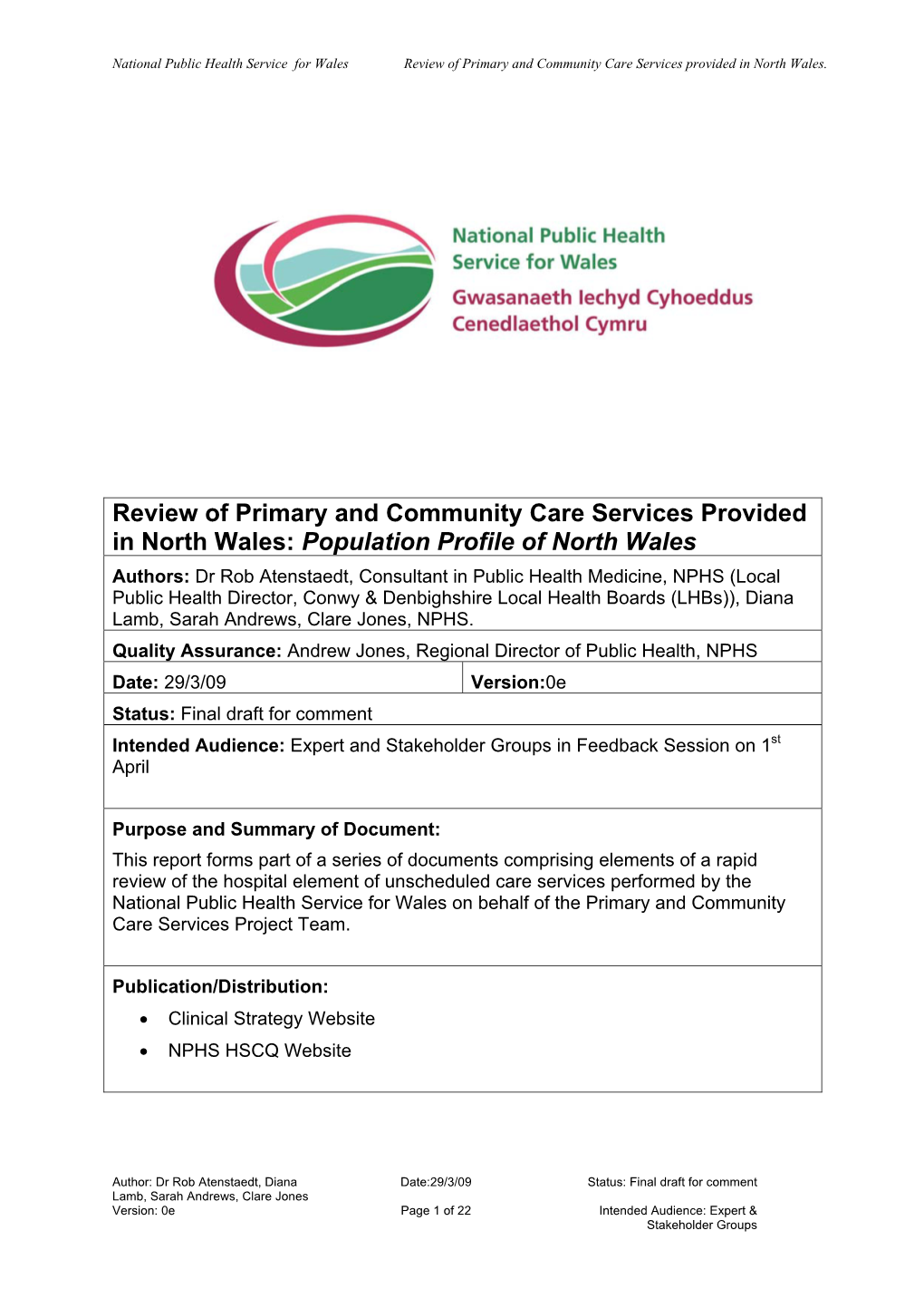 Review of Primary and Community Care Services Provided in North Wales