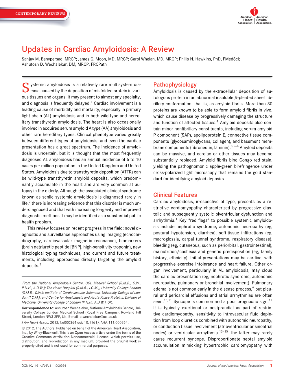 Updates in Cardiac Amyloidosis: a Review Sanjay M