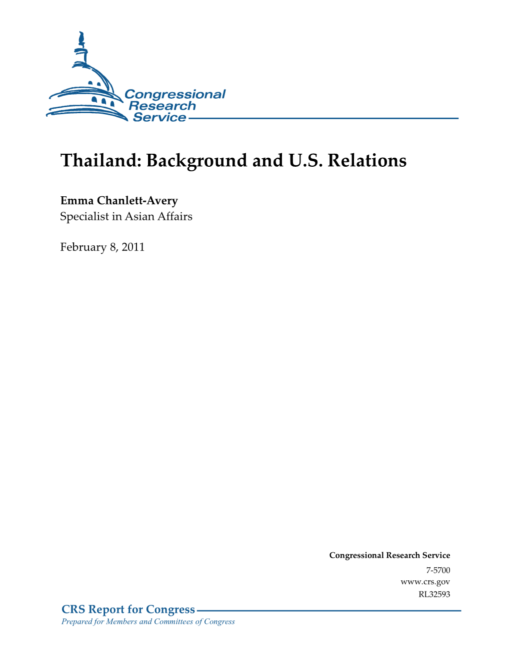Thailand: Background and U.S