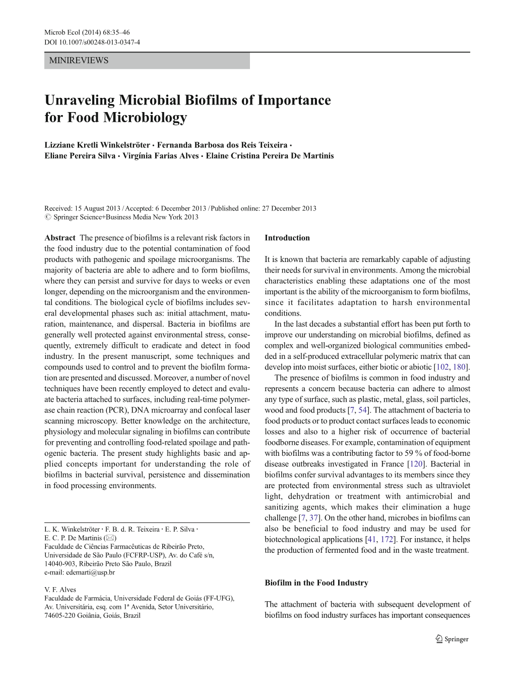 Unraveling Microbial Biofilms of Importance for Food Microbiology