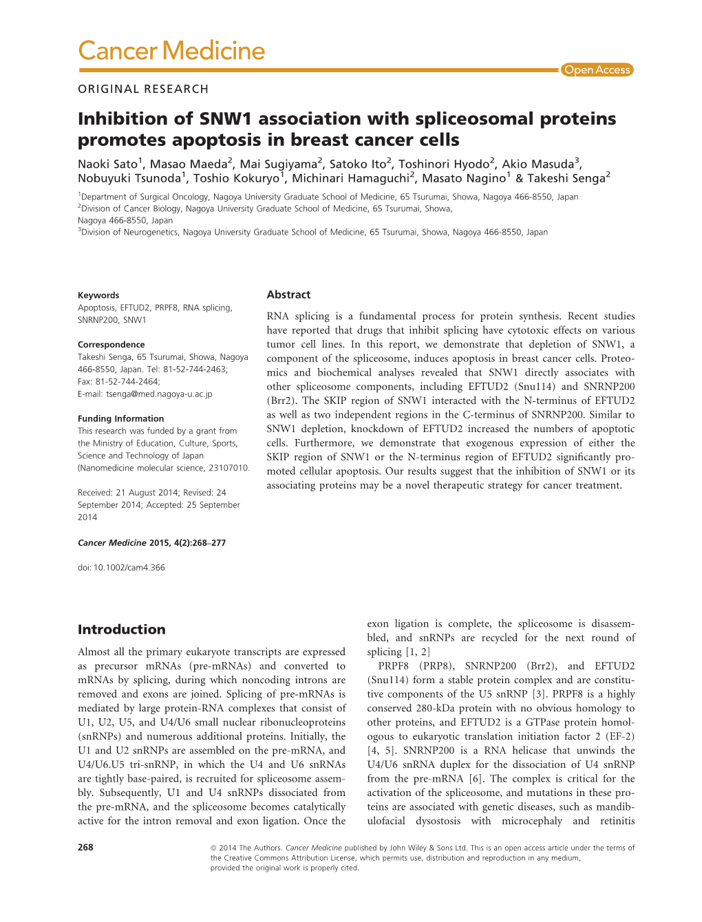 Inhibition of SNW1 Association with Spliceosomal