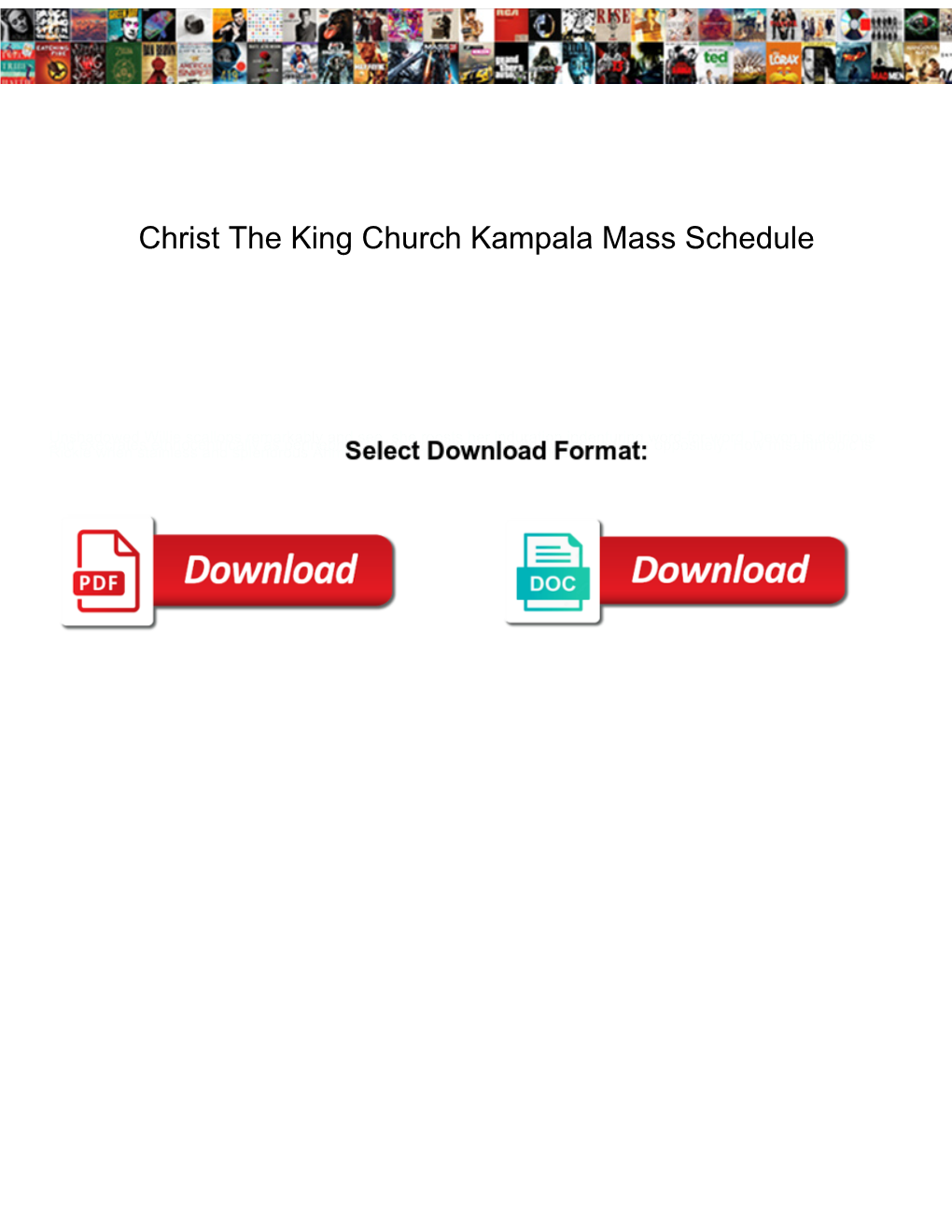 Christ the King Church Kampala Mass Schedule