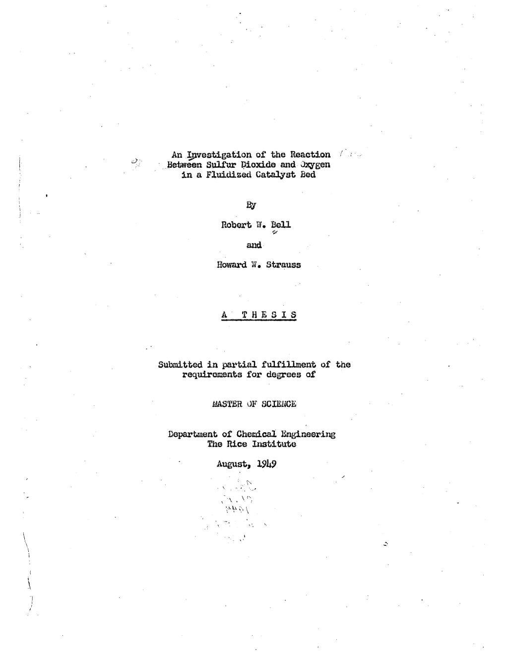 An Investigation of the Reaction Between Sulphur Dioxide And