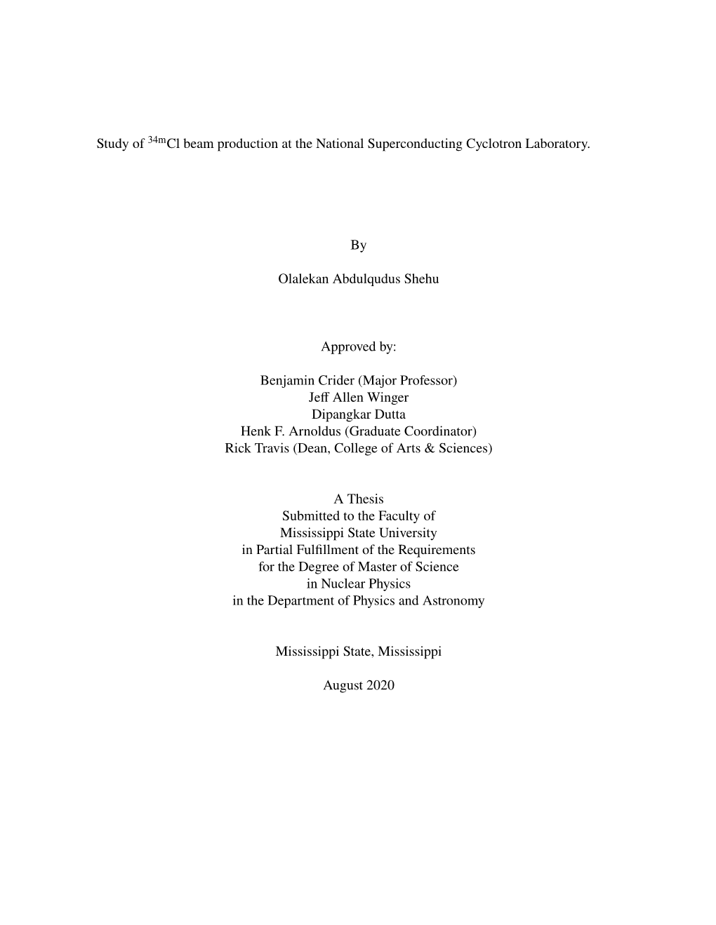 Study of 34Mcl Beam Production at the National Superconducting Cyclotron Laboratory