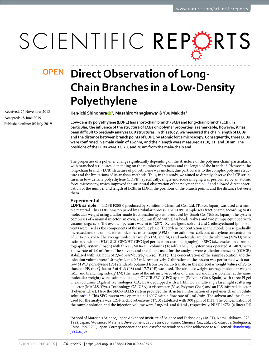 Chain Branches in a Low-Density Polyethylene