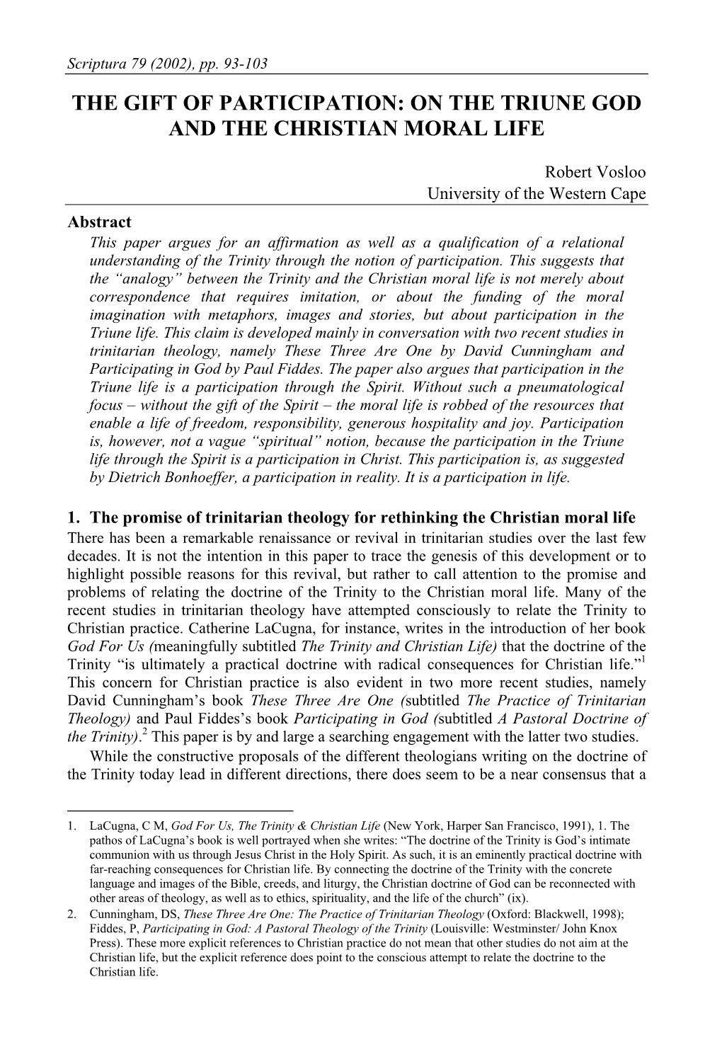 On the Triune God and the Christian Moral Life