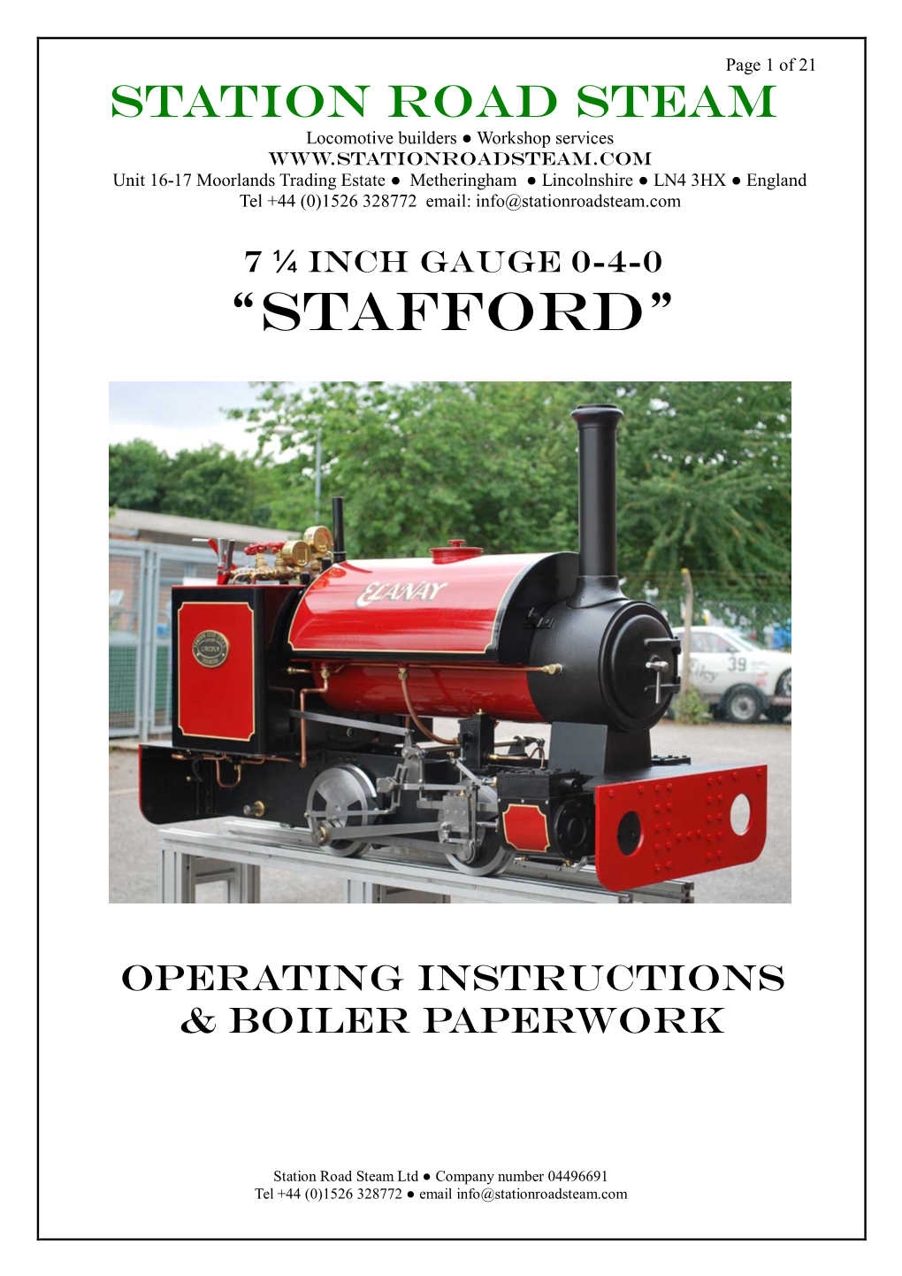 Operating Instructions for Live Steam Traction Engines/Wagons