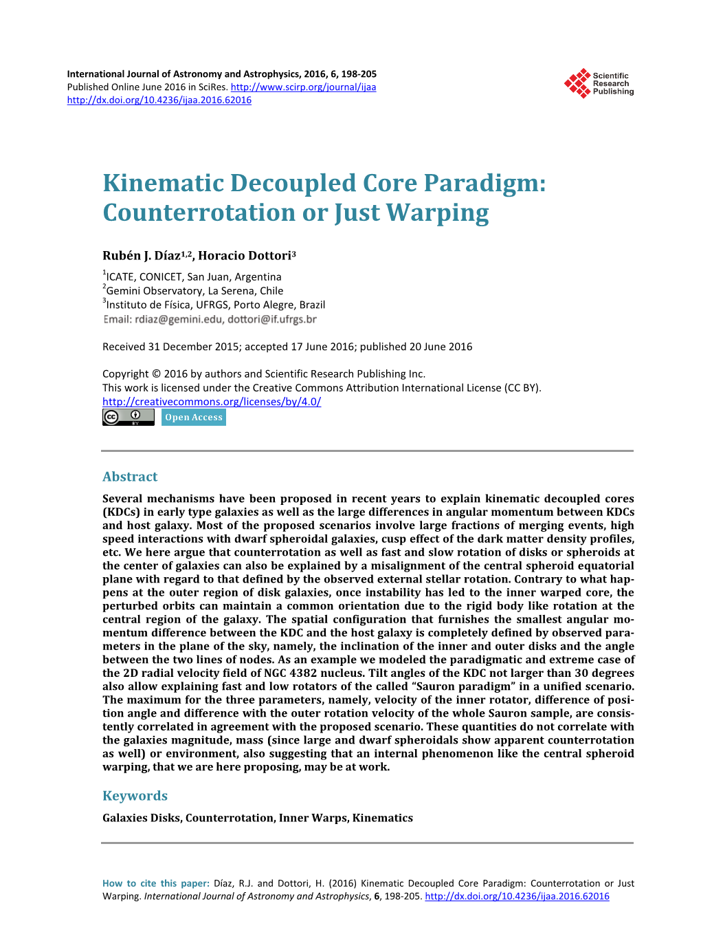 Kinematic Decoupled Core Paradigm: Counterrotation Or Just Warping