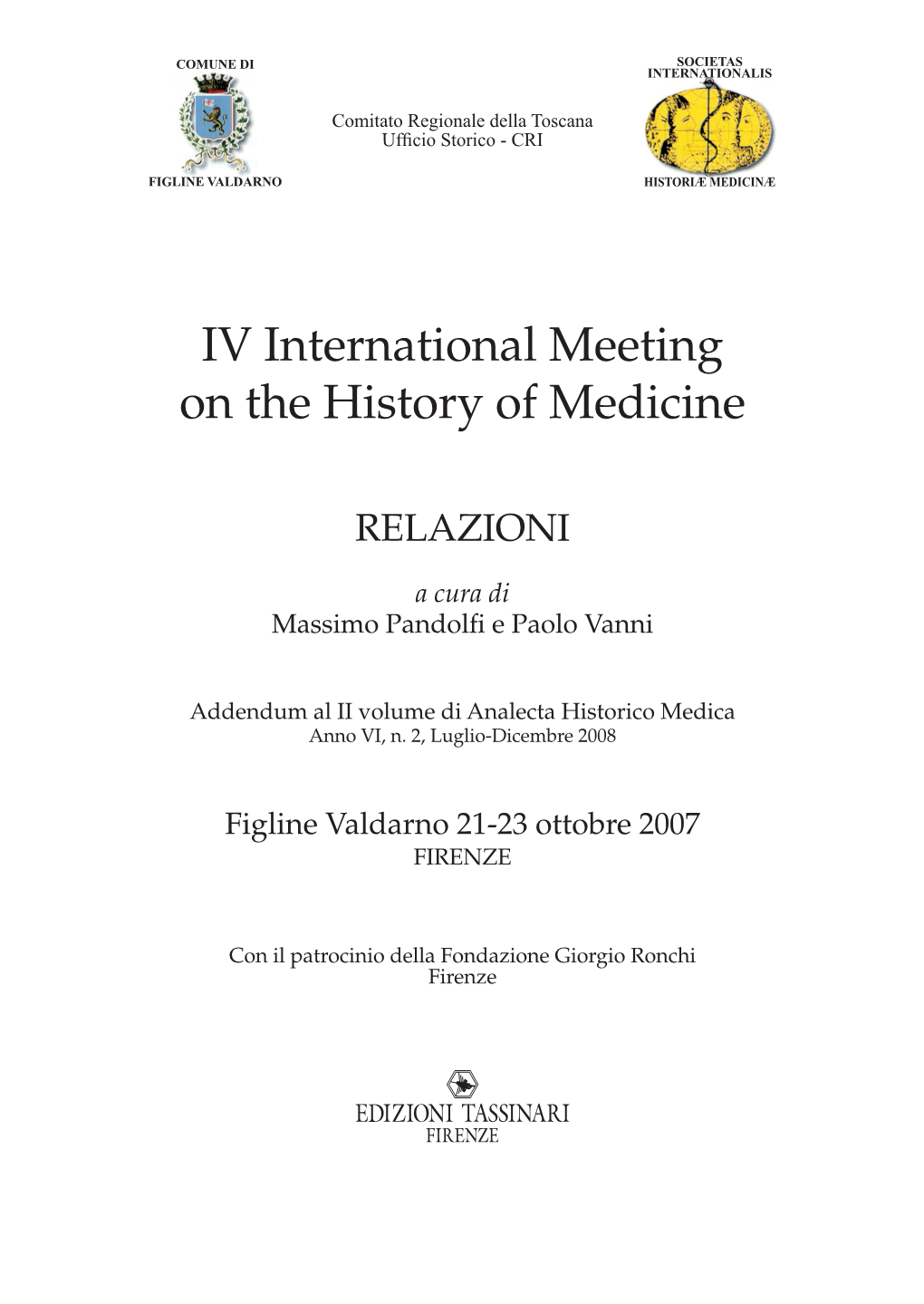 IV International Meeting on the History of Medicine