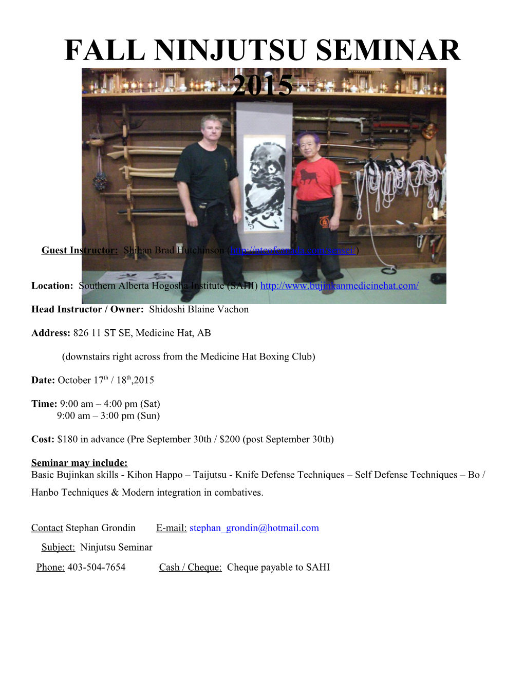 Fall Ninjutsu Seminar 2015