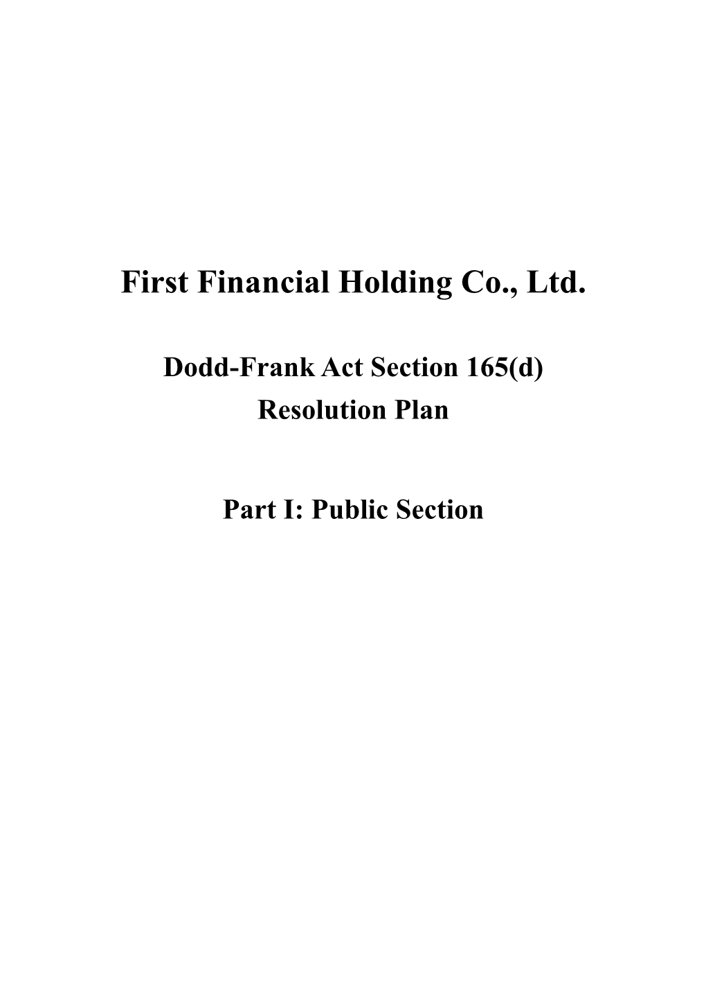 First Financial Holding Co., Ltd