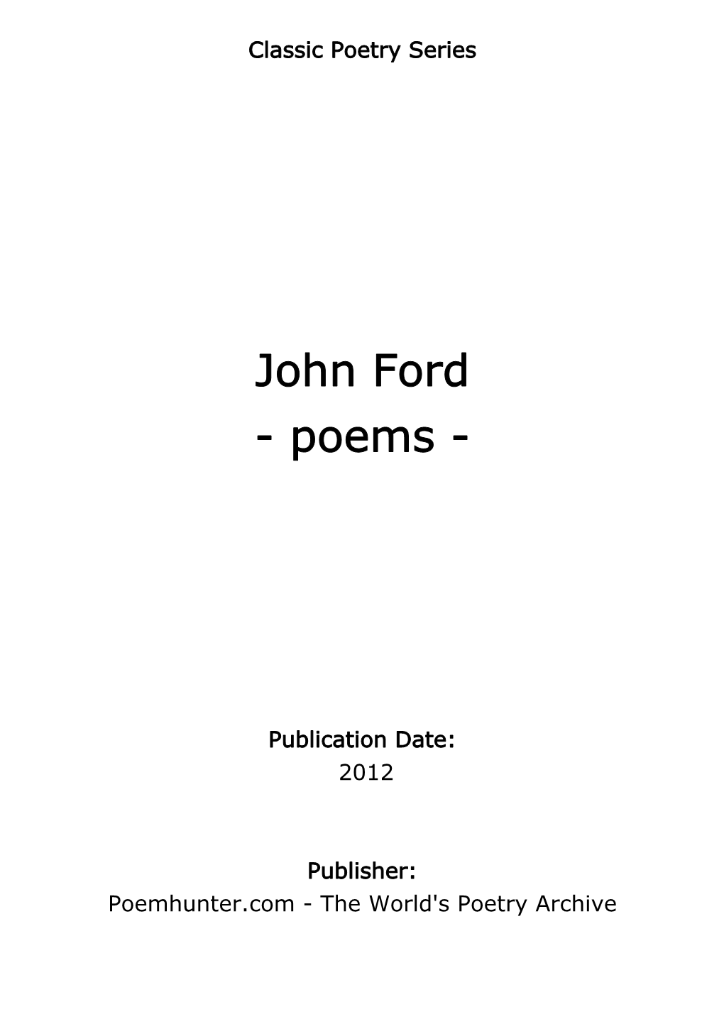 John Ford - Poems