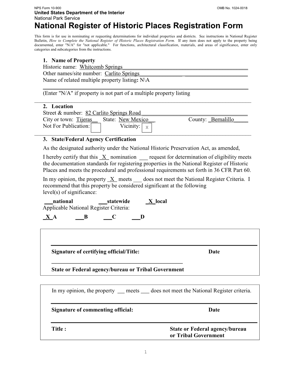 National Register of Historic Places Registration Form