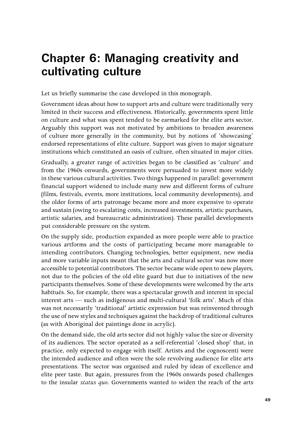 Re-Visioning Arts and Cultural Policy