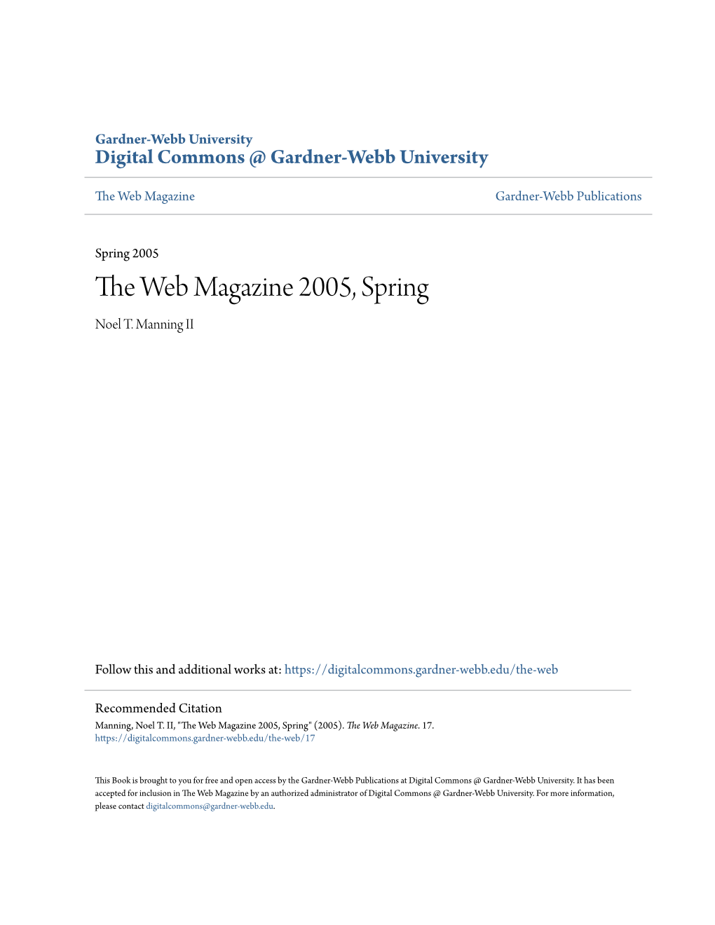 The Web Magazine 2005, Spring