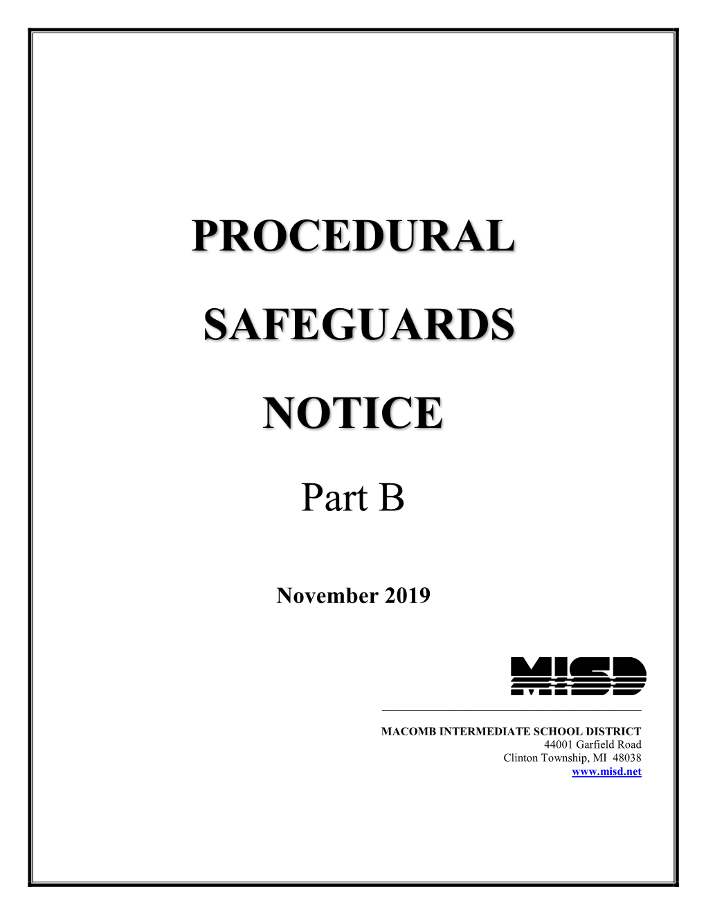 PROCEDURAL SAFEGUARDS NOTICE Part B