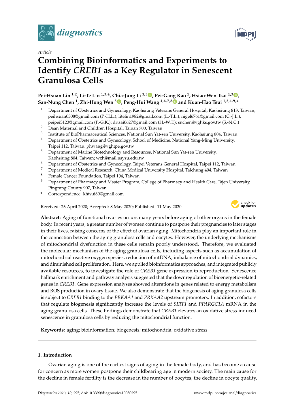 Combining Bioinformatics and Experiments to Identify CREB1 As a Key Regulator in Senescent Granulosa Cells